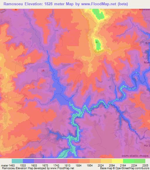 Ramosoeu,Lesotho Elevation Map