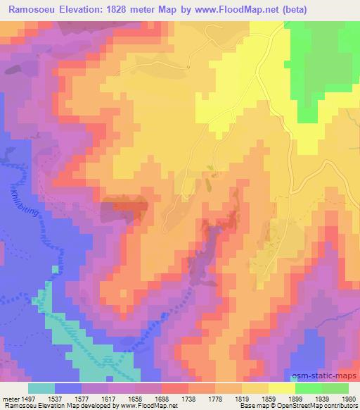 Ramosoeu,Lesotho Elevation Map