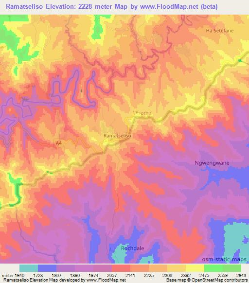 Ramatseliso,Lesotho Elevation Map