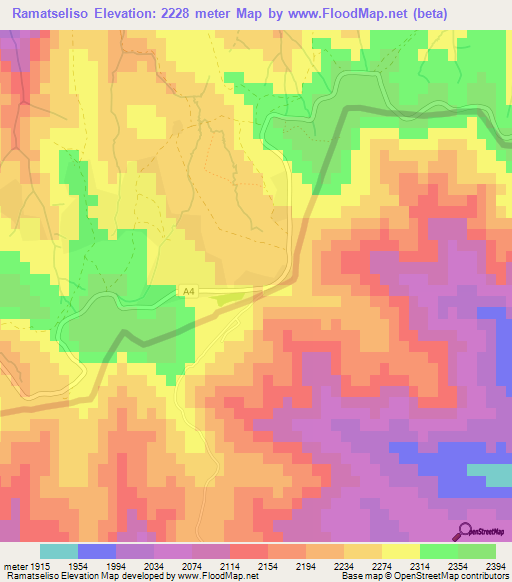 Ramatseliso,Lesotho Elevation Map