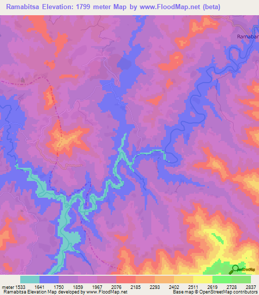 Ramabitsa,Lesotho Elevation Map