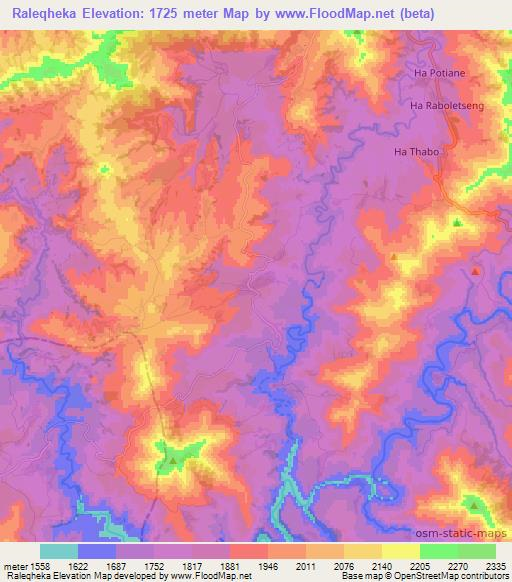 Raleqheka,Lesotho Elevation Map