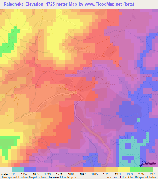 Raleqheka,Lesotho Elevation Map