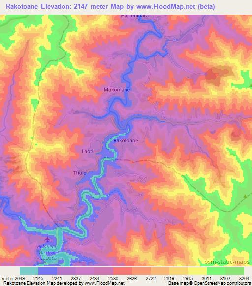 Rakotoane,Lesotho Elevation Map