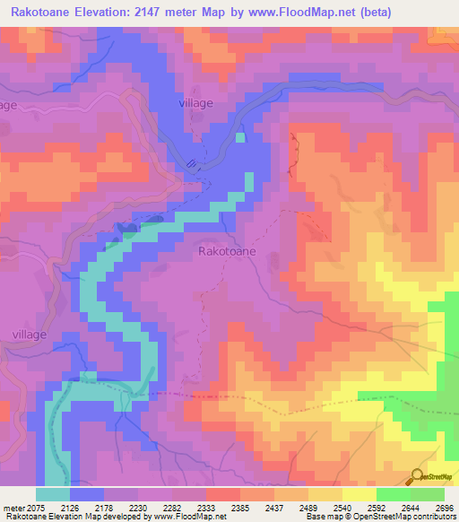 Rakotoane,Lesotho Elevation Map