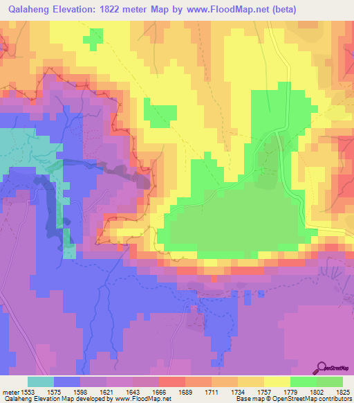 Qalaheng,Lesotho Elevation Map