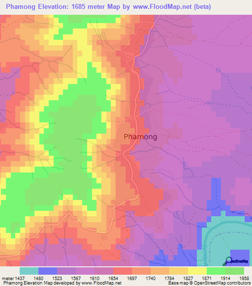 Phamong,Lesotho Elevation Map