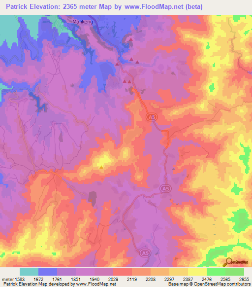 Patrick,Lesotho Elevation Map