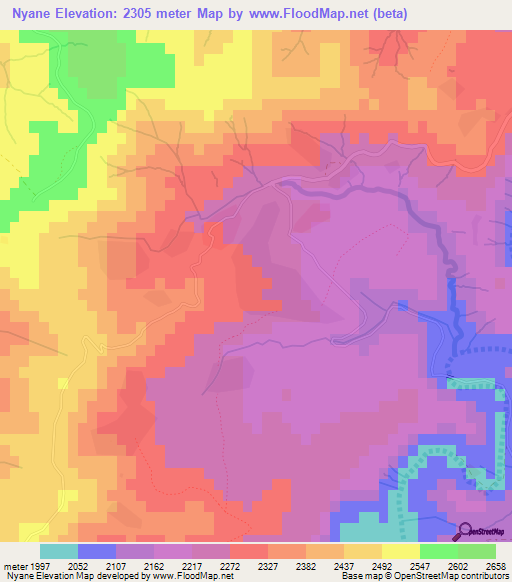 Nyane,Lesotho Elevation Map