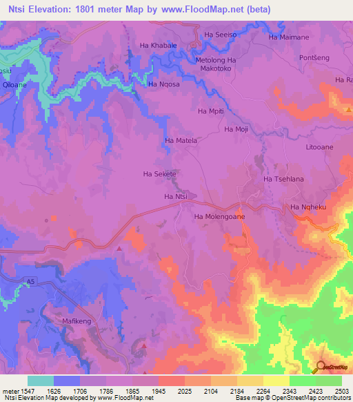 Ntsi,Lesotho Elevation Map