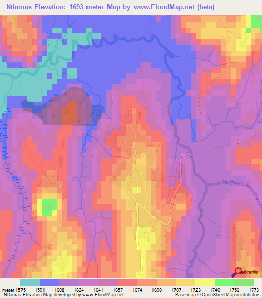 Ntlamas,Lesotho Elevation Map