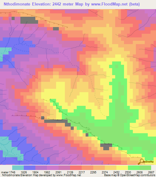 Nthodimonate,Lesotho Elevation Map