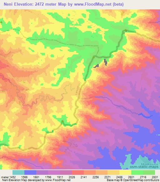 Neni,Lesotho Elevation Map