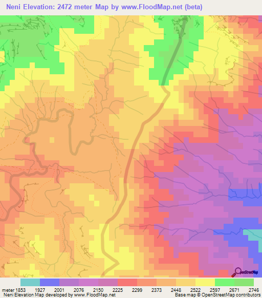 Neni,Lesotho Elevation Map