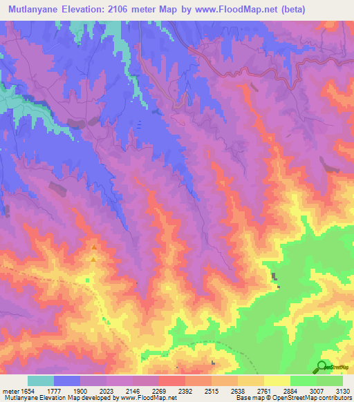 Mutlanyane,Lesotho Elevation Map