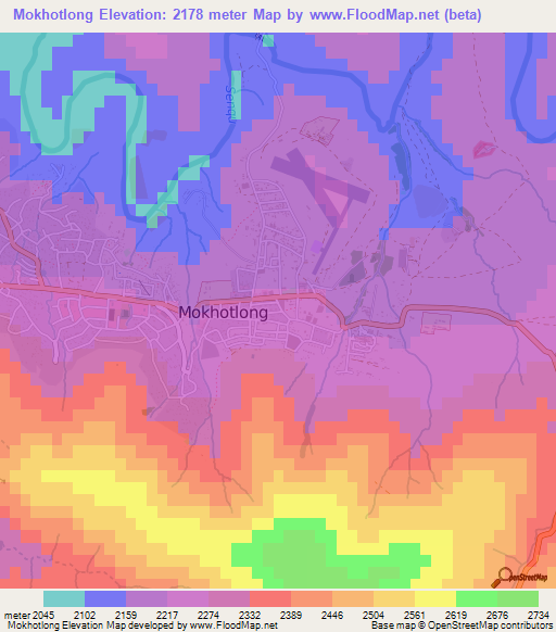 Mokhotlong,Lesotho Elevation Map