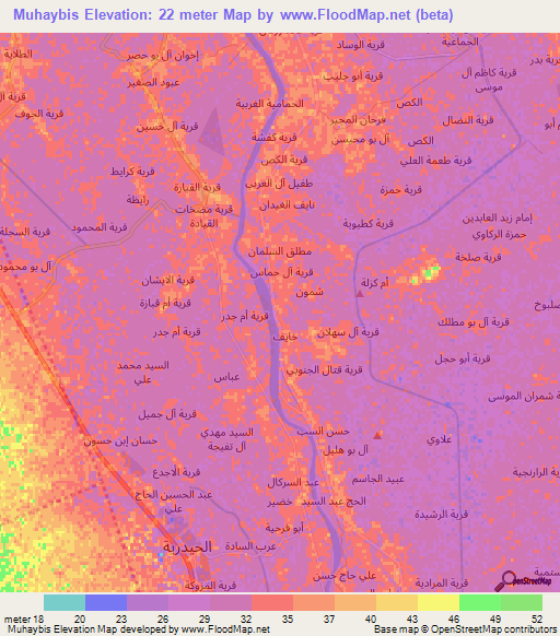 Muhaybis,Iraq Elevation Map