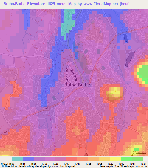 Butha-Buthe,Lesotho Elevation Map