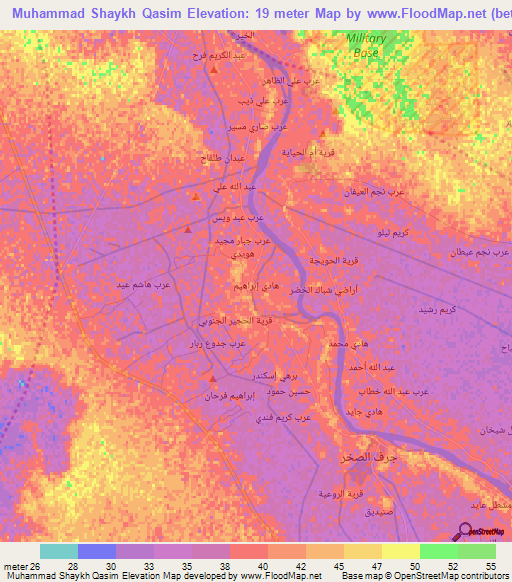 Muhammad Shaykh Qasim,Iraq Elevation Map