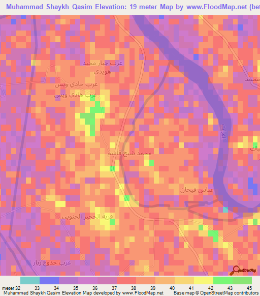Muhammad Shaykh Qasim,Iraq Elevation Map