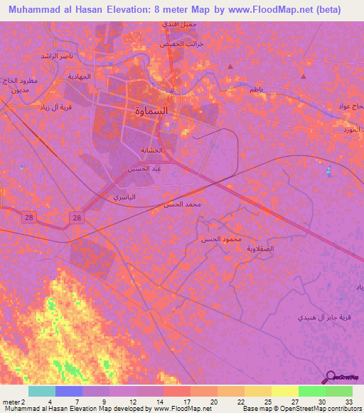 Muhammad al Hasan,Iraq Elevation Map