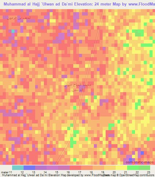 Muhammad al Hajj `Ulwan ad Da`mi,Iraq Elevation Map