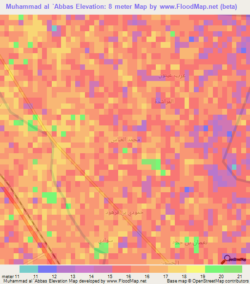 Muhammad al `Abbas,Iraq Elevation Map