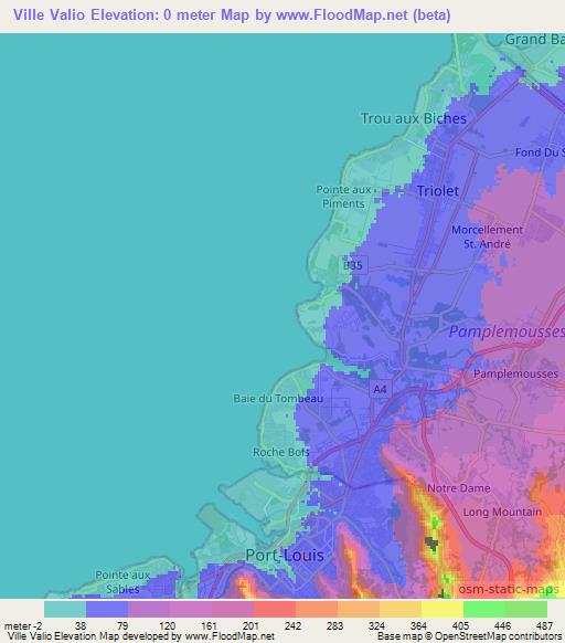 Ville Valio,Mauritius Elevation Map