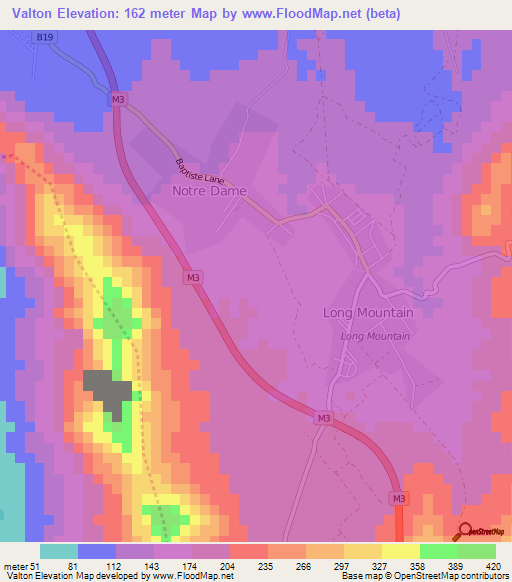 Valton,Mauritius Elevation Map