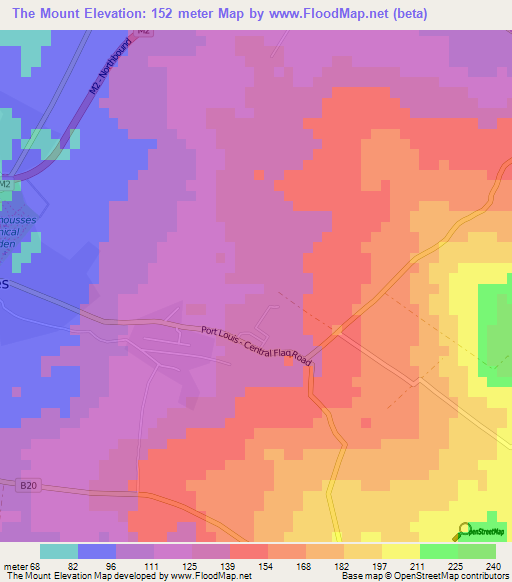 The Mount,Mauritius Elevation Map