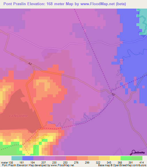 Pont Praslin,Mauritius Elevation Map