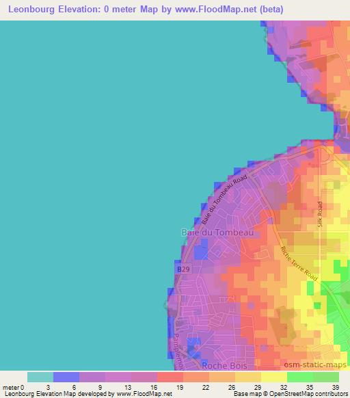 Leonbourg,Mauritius Elevation Map