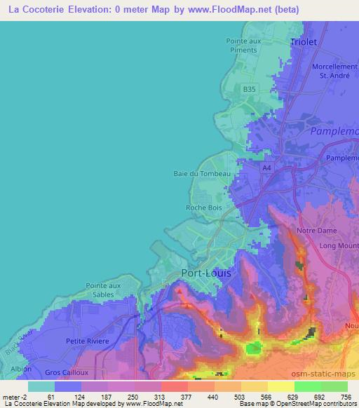 La Cocoterie,Mauritius Elevation Map