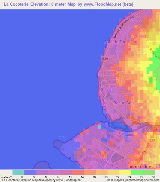 La Cocoterie,Mauritius Elevation Map