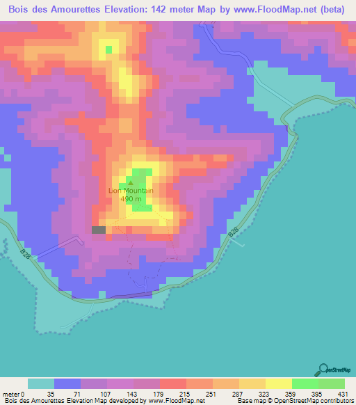 Elevation of Bois des Amourettes,Mauritius Elevation Map, Topography ...