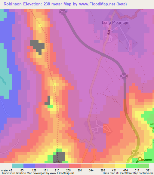 Robinson,Mauritius Elevation Map