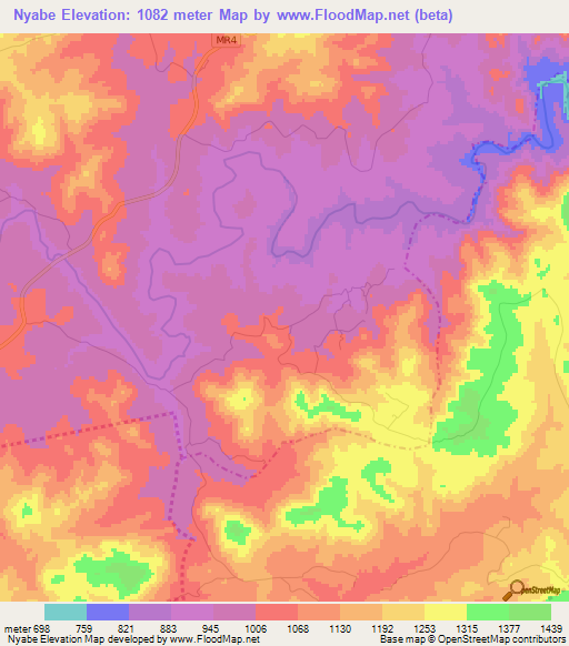 Nyabe,Swaziland Elevation Map