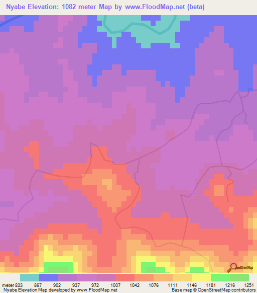 Nyabe,Swaziland Elevation Map