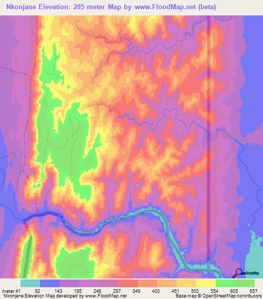 Nkonjane,Swaziland Elevation Map