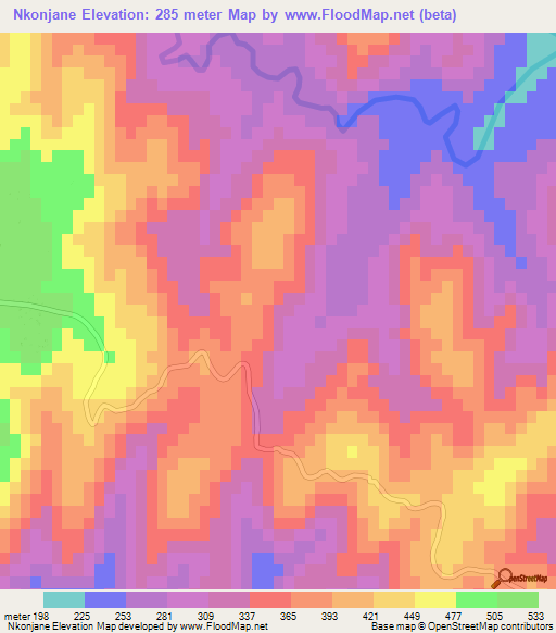 Nkonjane,Swaziland Elevation Map