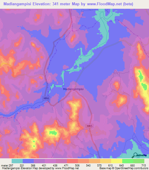 Madlangampisi,Swaziland Elevation Map