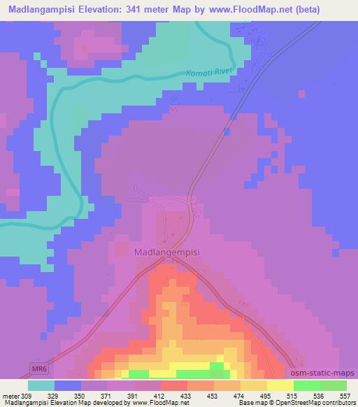 Madlangampisi,Swaziland Elevation Map