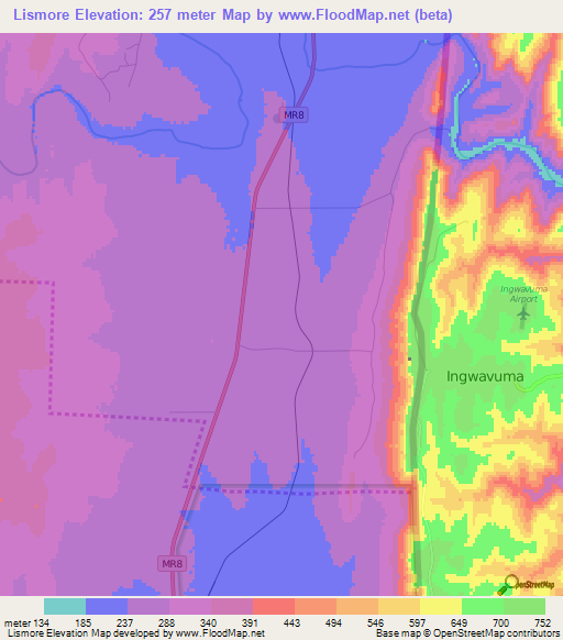 Lismore,Swaziland Elevation Map