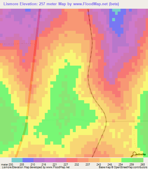 Lismore,Swaziland Elevation Map