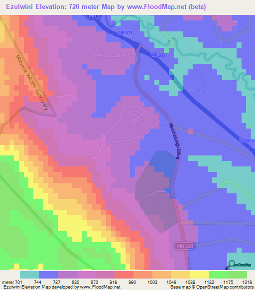 Ezulwini,Swaziland Elevation Map