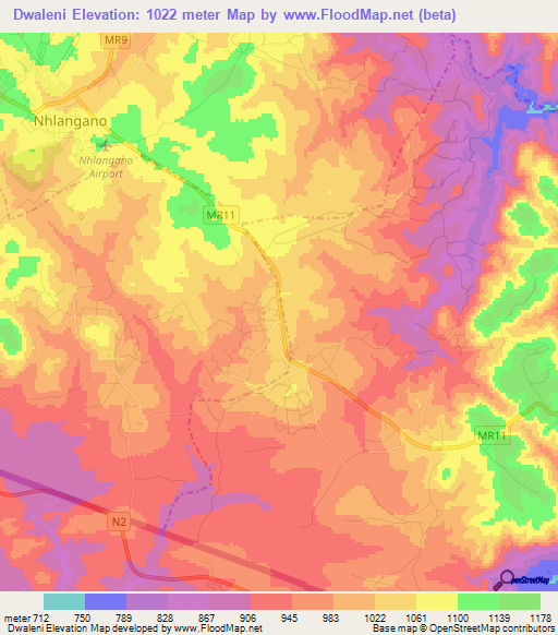 Dwaleni,Swaziland Elevation Map