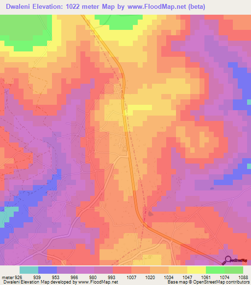 Dwaleni,Swaziland Elevation Map