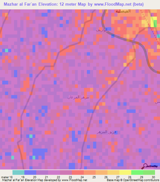 Mazhar al Far`an,Iraq Elevation Map