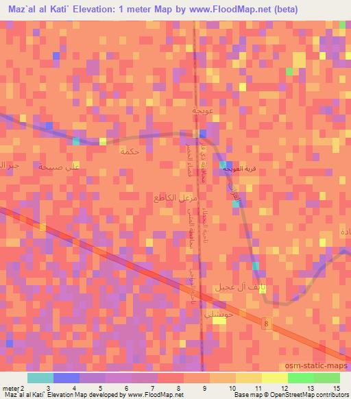 Maz`al al Kati`,Iraq Elevation Map