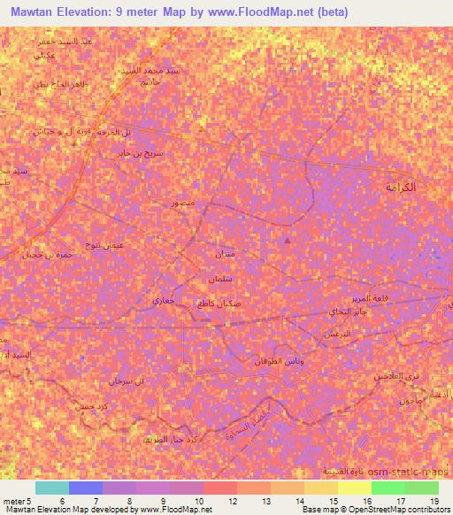 Mawtan,Iraq Elevation Map